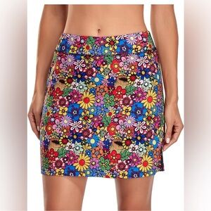 Kimmery Women's Athletic Tennis Skort boho hippie Golf Skirt wPocket Size XL #GI